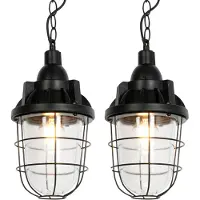 QAZQA Ensemble de 2 lampes suspendues industrielles noires - Cabin