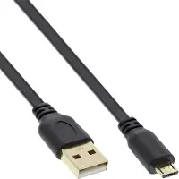 InLine 31730F Câble plat Micro-USB 2.0, USB-A mâle à Micro-B mâle, 3m