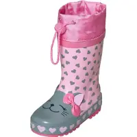 Playshoes Bottes en caoutchouc 'Katze' vert pastel / rose