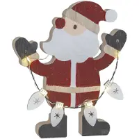 Star Trading Lampe de Noël Billy Père Noël en bois 7 LED H 17cm