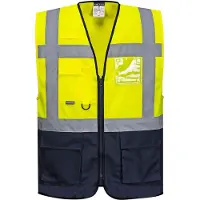 Portwest Gilet fluo secouriste Haute Visibilité Executive Warsaw Jaune / Marine 4XL
