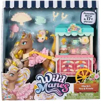 Wild Manes Horse Toys Ensemble de jeu de chariot th et friandises Cheries avec figurine de cheval Cherie, brosse et accessoires de jeu inclus
