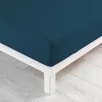 Douceur d'intérieur douceur d'intérieur, Drap Housse (160 x 200 cm) Jersy Bleu Nuit, 100% Coton