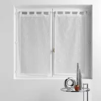 Douceur d'intérieur Douceur d'Intérieur, Paire de Voilages à Passants (2 x 60 x 90 cm) Olympia Blanc, Voile Sablé Brodé