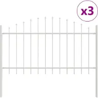vidaXL Clôture de jardin 3 pièces Blanc 170 x 140 cm Acier thermolaqué