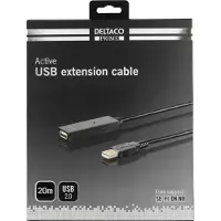 Deltaco Câble USB 2.0, 20.0m, noir (20 m, USB 2.0)