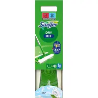 Swiffer Kit de démarrage balai - 8 lingettes sèches et 3 lingettes humides
