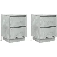 vidaXL Cabinet de chevet avec 2 pcs Gris béton 39 x 34.5 x 50 cm