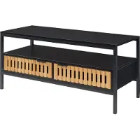 En.casa Table basse 'Luniehti' Table de salon avec 2 portes et 1 étagère 100 x 40 x 48 cm Structure métallique noir/naturel
