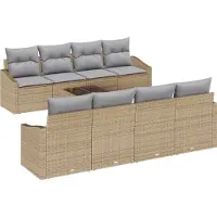 vidaXL Ensemble de salon , 7 pièces, en résine tressée, beige et gris