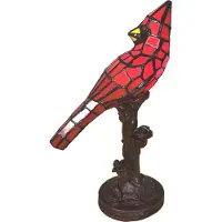 Clayre & Eef Tiffany lampe de table oiseau 15x12x33 cm rouge plastique