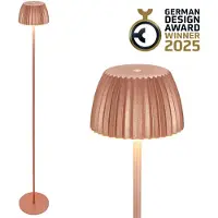 Briloner CHAMP LED Lampadaire sans fil IP44, variateur, tactile, batterie, German Design Award Winner 2025, cuivre, Ø19 x 124 cm