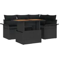 vidaXL Ensemble de salon de jardin , 5 pièces, couleur noire