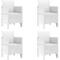 vidaXL Chaise de jardin avec coussin 4 pièces Blanc 53 x 49 x 85 cm Polypropylène