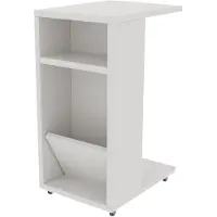 Hannah Home Table d'appoint design Kalune - Epaisseur 18mm - 30x63x40cm - Pieds à roulettes - Blanc