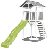 Axi Beach Tower Aire De Jeux Avec Toboggan En Vert Clair & Bac À Sable | Grande Maison Enfant Extérieur En Gris & Blanc | Cabane De Jeu En Bois