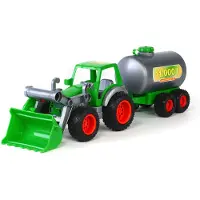 Cavallino Toys Farmer Technic Tracteur avec pelle frontale et remorque à tonneau