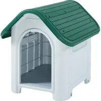 En.casa Niche pour chien 'Bello' Niche pour chien 75 x 59 x 66 cm plastique blanc/vert