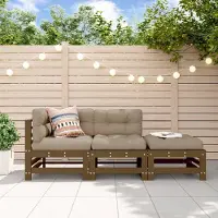 vidaXL Canapés d'angle de jardin 2 pcs gris bois de pin massif