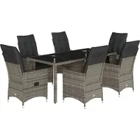 vidaXL Ensemble de jardin 7 pièces avec coussins Gris Poly rotin