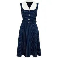 Hell Bunny Robe mi-longue Rockabilly de - Costello - Robe - XS - 4XL - pour Femme - bleu/blanc - Taille M