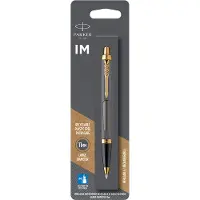 Parker IM Kuglepen Grlakeret med guldbekldning Medium spids Bl blkpatron (1x)