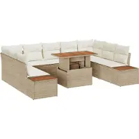 vidaXL Ensemble de canapés de jardin , 10 pièces, beige, en polyrotin