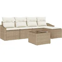 vidaXL Ensemble de salon , 6 pièces, en résine tressée beige et crème