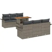 vidaXL Ensemble de canapé de jardin avec coussins 7 pcs Gris
