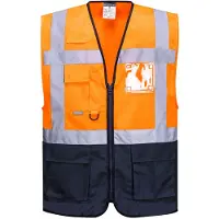 Portwest Gilet fluo secouriste Haute Visibilité Executive Warsaw Orange / Marine 3XL