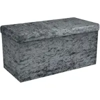 Intirilife Pouf Pliable 76x38x38 Cm En Velours Gris - Boîte De Rangement Décorative Avec Housse En Velours Pour Gagner De L'espace - Tabouret Coffre Siège