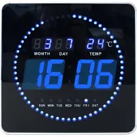 Unilux 400124566 Horloge murale LED FLO LED avec date/température noir(S)