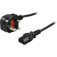 Deltaco apparatkabel, UK, BS 1363-IEC C13, 10A, 2M, Black (2 m), Câble d'alimentation, Noir