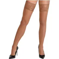 Cottelli - bas jarretières dentelle florale - beige - 3/M-L