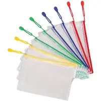 Djois Lot de 8 sacs multi-usages zip pvc - avec fermeture zip a5 assortis 509029