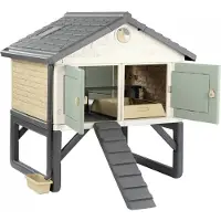 Smoby - Poulailler Life pour 5 poules, jeu d'extérieur pour enfants à partir de 3 ans, fabriqué en plastique recyclé résistant aux UV, avec 4 grandes portes et accessoires