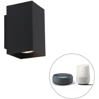 QAZQA Applique murale intelligente moderne noire avec 2 WiFi GU10 - Sandy