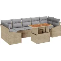 vidaXL Ensemble de canapés de jardin , 8 pièces, beige et gris