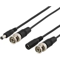 Deltaco câble coaxial avec BNC et alimentation m - m 2.1mm 3m noir (Câble d'antenne)