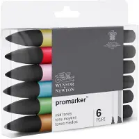 Winsor & Newton Set de 6 marqueurs Promarker Winsor et Newton Tons moyens