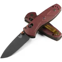 Benchmade Couteau pliant Mini Barrage S30V Black Cerakote, Redstone Richlite