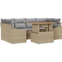 vidaXL Ensemble de canapés de jardin , 7 pièces, beige et gris