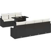 vidaXL Ensemble de salon de jardin , 8 pièces, noir, en résine tressée