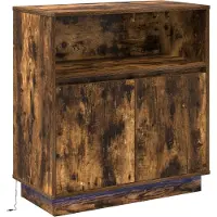 vidaXL Buffet LED Chêne fumé 71 x 34,5 x 75 cm Matériau dérivé du bois