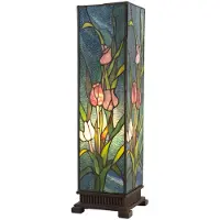 Clayre & Eef Tiffany Lampe de table 17x17x58 cm Vert Rose Verre Tulipes