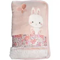 DOMIVA Protege carnet de santé Lapinou - Coton/Polyester - Fermeture zip - Rose - 15 x 26 cm