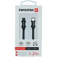 Swissten Textile USB-C / USB-C Data Cable 1.2m Black - 8595217455962