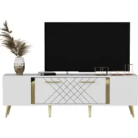 Skye Decor , Detas - White, Gold, Meubles TV, blanc, 150 x 48,2 x 35 cm