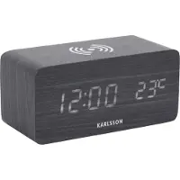 Karlsson - Bloc réveil avec chargeur de téléphone LED - Noir