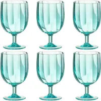 J-Line Boite de 6 veere a vin plastique bleu